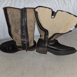 UGG Brown and Tan Shearling Lined Boots size 10